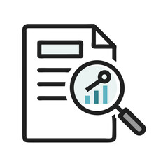 Poster - Document with Magnifying Glass Icon Representing Business Research and Document Analysis