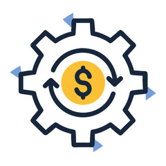Poster - Dollar Symbol in Gear with Arrows Icon Representing Financial Efficiency and Economic Workflow