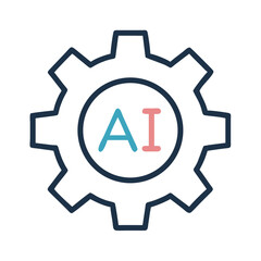 Poster - Gear with AI Text Icon Symbolizing Intelligent Automation and Smart Systems
