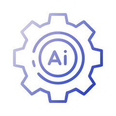 Fototapete - Gear with Power Symbol Icon Representing AI Configuration and Intelligent System Setup