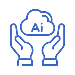 Leinwandbilder - Hands Holding Cloud Icon Representing AI Cloud Services and Intelligent Data Support