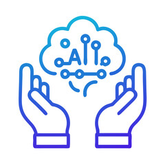 Fototapete - Hands Holding Cloud Icon Representing AI Cloud Services and Intelligent Data Support