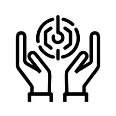 Fototapete - Hands Holding Power Symbol Icon Representing AI Support and Technological Assistance