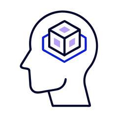 Fototapete - Human Head with Cube Icon Representing AI 3D Modeling and Spatial Intelligence