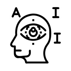 Fototapete - Human Head with Eye Symbol Icon Indicating AI Recognition and Visual Intelligence