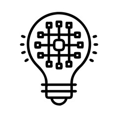 Leinwandbilder - Light Bulb with Grid Lines Icon Representing AI Idea and Intelligent Innovation