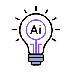 Fototapete - Lightbulb with AI Label Icon Indicating Innovation and Artificial Intelligence Concepts