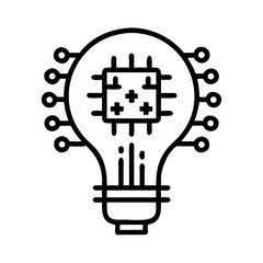 Leinwandbilder - Light Bulb with Grid Lines Icon Representing AI Idea and Intelligent Innovation