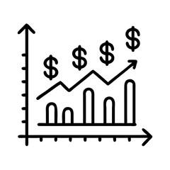 Poster - Line Chart with Dollar Symbol Icon Representing Financial Growth and Economic Trends