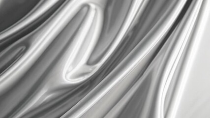 Poster - Shimmering silver fabric flowing smoothly  