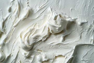 Poster - A close-up shot of creamy, white dessert is swirled and textured with a luscious, smooth finish, capturing an inviting aesthetic.