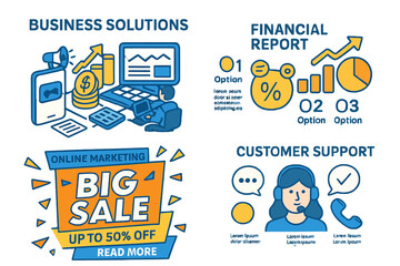 Poster - Modern vector illustration concepts are included in this set of web page design templates, which cater to business, finance, and marketing, and are designed to be easily edited and customized for