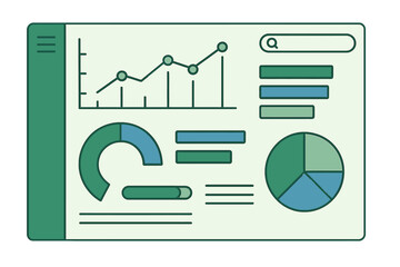 Poster - The design of this admin panel interface incorporates a simple green and blue theme, and includes various graphs and chart diagrams to present data in a clear and concise manner
