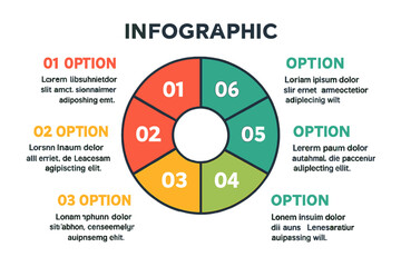 Poster - Circle chart template for presentations, advertising, and layouts, offering six customizable options for annual reports