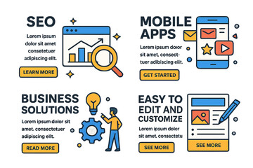 Poster - Modern vector illustration concepts are available in a set of web page design templates for SEO, mobile apps, and business solutions, suitable for website and mobile website development, and can be