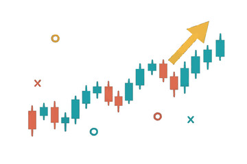 Poster - Vector illustration of a business candle stick graph chart representing  market investment trading on a dark background design, highlighting a bullish point and trend of the graph