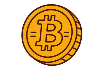 Poster - The concept of bitcoin encompasses a physical representation, a digital currency, and a cryptocurrency, often symbolized by a golden coin with the bitcoin logo on a white background in  vector