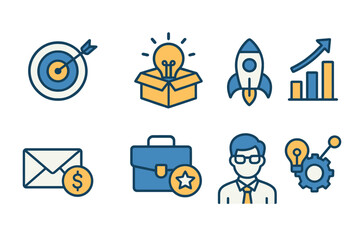 Poster - This set includes a variety of startup-themed vector line icons, such as goal, out-of-the-box idea, and launch project, all with editable strokes and a pixel perfect 48x48 size