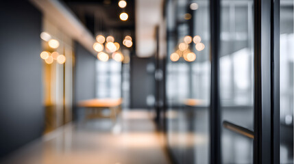 Dynamic business environment with blurred office background and doorway modern workspace aesthetic view