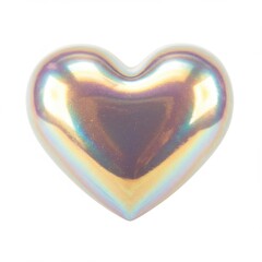 Poster - Iridescent heart with a smooth surface reflecting light on a white isolated background close up view