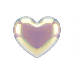 Poster - Iridescent heart shape with a smooth surface against a plain white background in a studio shot