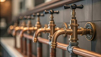 Aufkleber - A closeup of vintage fixtures and piping retrofitted with modern plumbing solutions seamlessly integrated into the design while maintaining the aesthetic appeal of the original