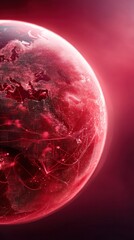 Aufkleber - Hyper-Connected Global Network AI-Powered Geospatial Visualization of Next-Gen Telecommunications Infrastructure in Immersive Digital Crimson Landscape