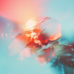 Fototapete - Ethereal Digital Metamorphosis Translucent Fluid Dynamics with Vibrant Coral and Teal - Next-Gen Creative Visual Exploration of Organic Motion Design