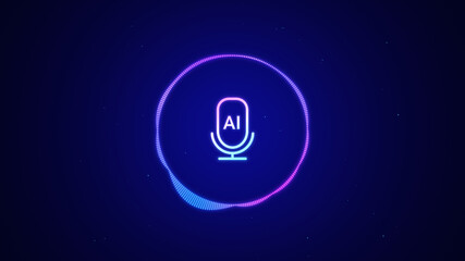 Aufkleber - AI voice recognition personal assistant technology concept, smart artificial intelligence app screen, machine speech generated, online support chat bot, automated virtual business customer service