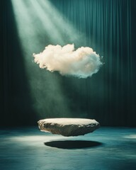 Fototapete - Ethereal Digital Innovation Surreal Cloud Levitation Showcasing Futuristic Design, Minimalist Technology and Metaphorical Creativity in Mixed Reality Branding
