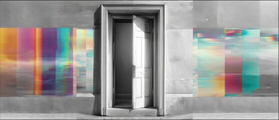 Leinwandbilder - Liminal Digital Transition Post-Analog Glitch Aesthetic Exploring Architectural Boundaries - Generative Design and Immersive Spatial Transformation