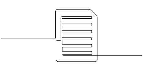 Poster - Clipboard with checklist icon  continuous one line drawing of outline vector illustration, One continuous line vector drawing of a folder. Outline documents background icon. Saving securities vector .