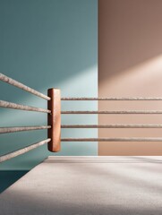 Poster - Minimalist Boxing Arena Contemporary Spatial Design Capturing Pre-Fight Tension with Monochromatic Aesthetic and Architectural Drama in Combat Sports Visualization