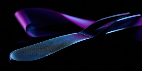 Fototapete - Cyberpunk Minimalist Bookmark Sleek Neon-Lit Reading Accessory with Futuristic Curve - Digital Aesthetic Meets Classic Literature Styling