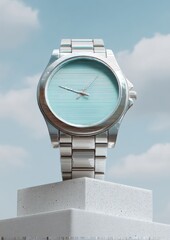 Leinwandbilder - Digital Nostalgia Retro-Tech Minimalist Timepiece Exploring Post-Analog Aesthetics with Glitch-Inspired Design for Modern Creative Professionals
