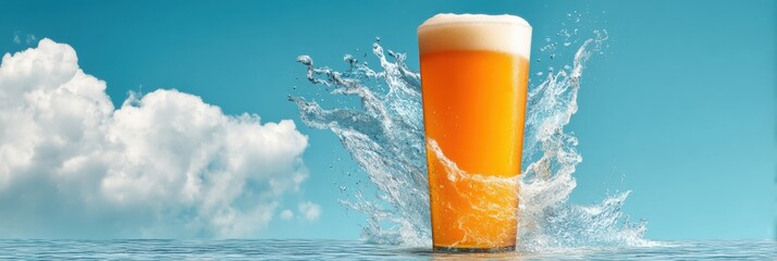 Aufkleber - Crisp Refreshment Meets Dynamic Motion Craft Beer Splash Capturing Summer Hydration Trends with High-Energy Visual Storytelling for Beverage Marketing