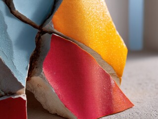 Aufkleber - Fragmented Citrus Art Minimalist Color Block Macro Exploring Textural Deconstruction of Organic Forms in Contemporary Design