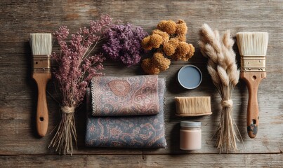 Poster - Bohemian Craft Aesthetic Artisanal Textiles and Natural Materials Styling - Rustic Creative Workshop Inspiration for Sustainable Design Professionals