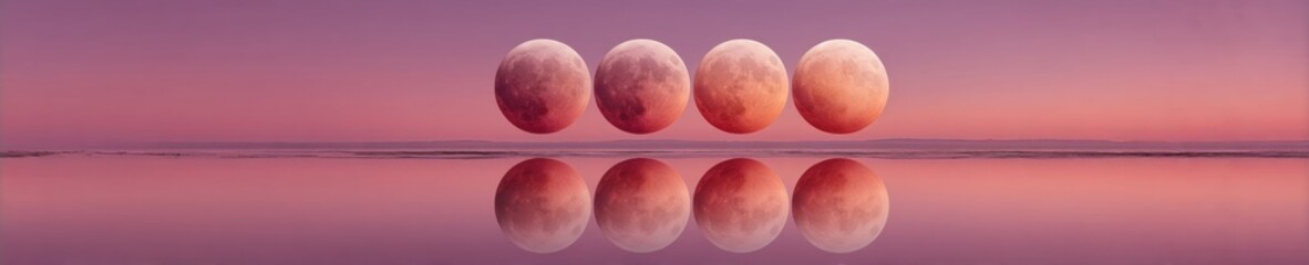 Aufkleber - Ethereal Lunar Eclipse Visualization Minimalist Super Moon Sequence Capturing Celestial Transformation for Digital Science Education and Astronomical Innovation