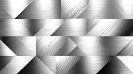 Poster - Geometric Silver Engraving Sketch - Abstract metallic background, geometric shapes, silver texture, reflective surface, modern design. Symbolizing technology, luxury, precision, innovation