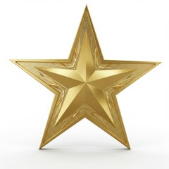 Poster - A shiny golden star with intricate details isolated on a clean white background surface view