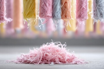 Aufkleber - Circular Fashion Revolution Pastel Textile Fiber Recycling - Innovative Sustainability in Soft Chromatic Industrial Design for Eco-Conscious Manufacturing