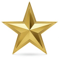 Poster - A single golden star with textured edges isolated on a white background in a centered composition