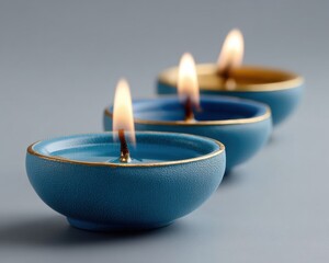 Aufkleber - Mindful Meditation Essentials Minimalist Blue Ceramic Candle Set - Contemporary Wellness Design for Holistic Self-Care and Ambient Relaxation Styling