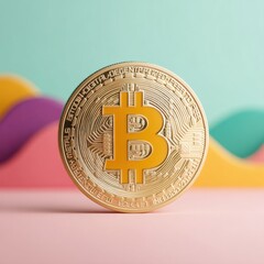 Poster - Digital Finance Revolution Minimalist Bitcoin Visual with Soft Pastel Gradient - Next-Gen Investment Insight for Tech-Savvy Wealth Strategists