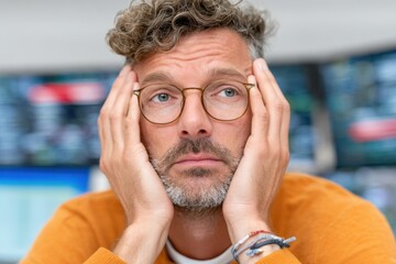 Poster - Mental Health and Financial Stress Visualization Mid-Career Professional Experiencing Burnout in Tech-Driven Workspace with Emotional Overwhelm and Digital Anxiety