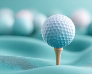 Aufkleber - Minimalist Golf Performance High-Resolution Textural Golf Ball on Soft Teal Background - Premium Sports Equipment Visualization for Elite Athletic Branding