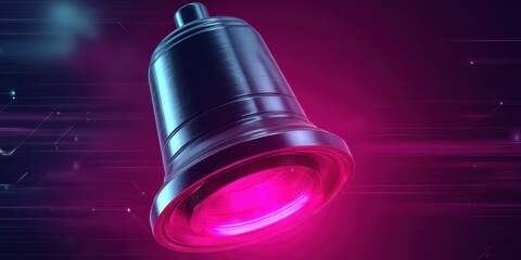 Poster - Cyberpunk Safety Tech Futuristic Emergency Alert Bell with Neon Gradient Illumination - High-Performance Industrial Design for Next-Gen Security Systems