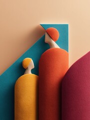 Leinwandbilder - Minimalist Abstract Geometric Forms Soft Sculptural Curves in Retro Color Palette - Contemporary Design Inspiration for Creative Branding and Digital Marketing