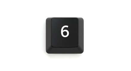 Poster - Close-up of a single black keyboard key with the number six